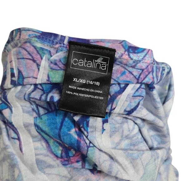 Catalina Womens Swim Cover Up Top XL Boho Peacock Print Resort Vacation Beach - Picture 9 of 9